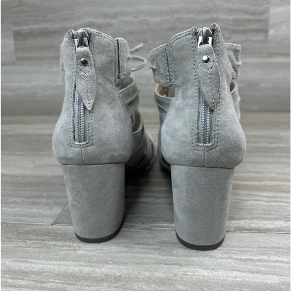 NEW Earthies Saletto Pale Gray Suede Back Zip Square Pump Heels Womens Size 10 - Picture 4 of 12